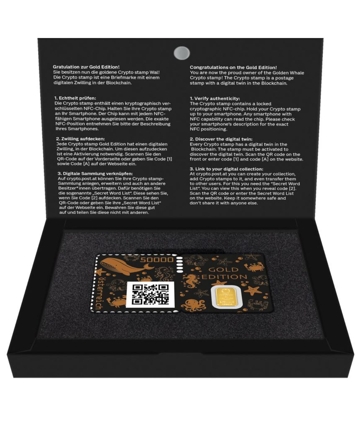 Exklusive Crypto Stamp Gold Edition Wal mit 1g Echtgold! 1