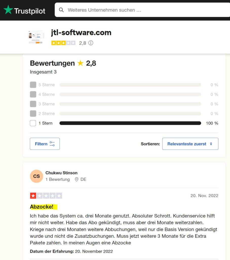 JTL Shop Bewertungen