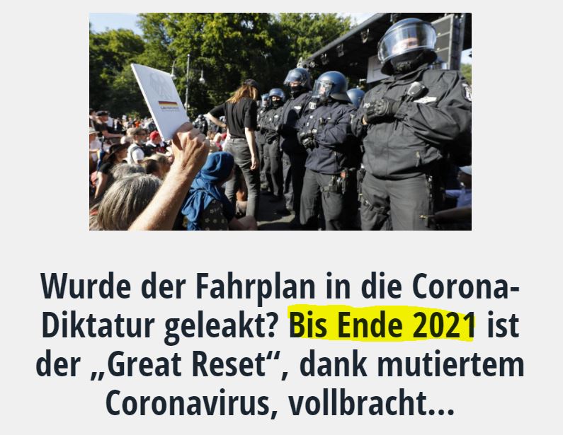 Wurde der Fahrplan in die Corona-Diktatur geleakt? Bis Ende 2021 ist der „Great Reset“, dank mutiertem Coronavirus, vollbracht…