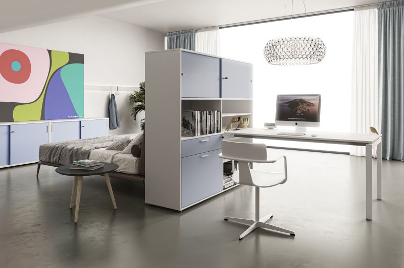 Home Office mit Schallschutz Raumteiler und Akustikbilder Skydesign 34