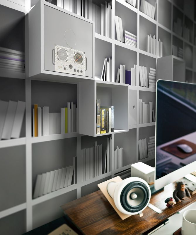 Home Office mit Schallschutz Raumteiler und Akustikbilder Skydesign 37