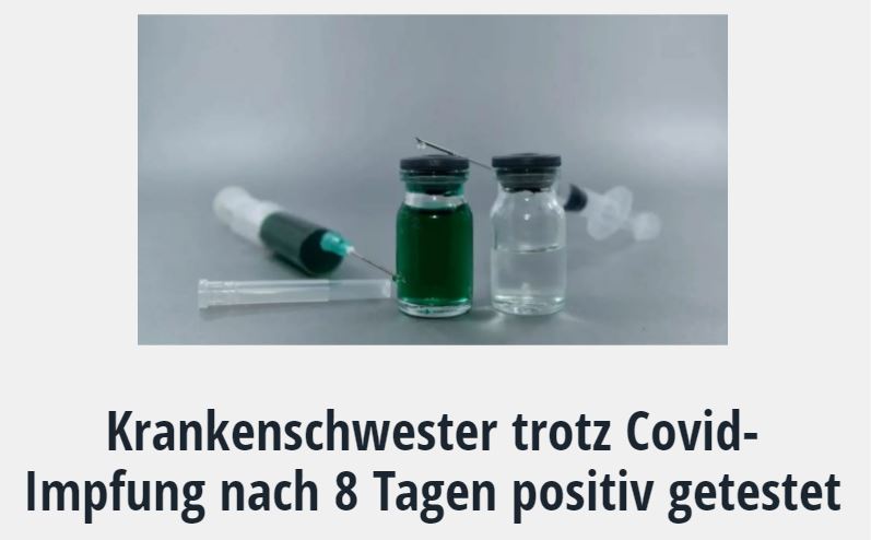 Krankenschwester trotz Covid-Impfung nach 8 Tagen positiv getestet