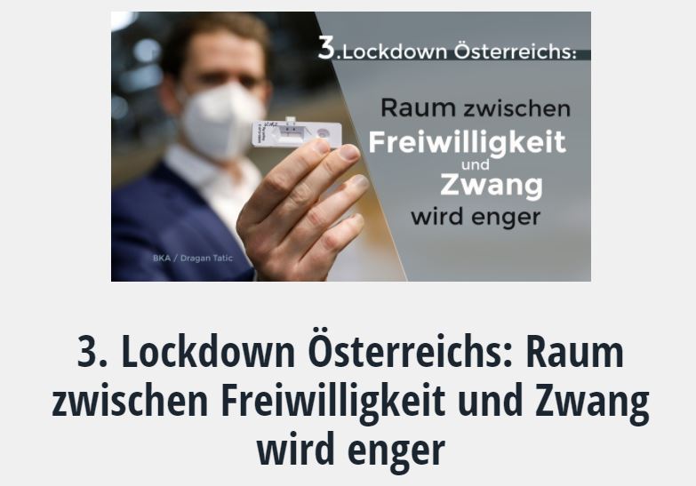 3. Lockdown Österreichs: Raum zwischen Freiwilligkeit und Zwang wird enger