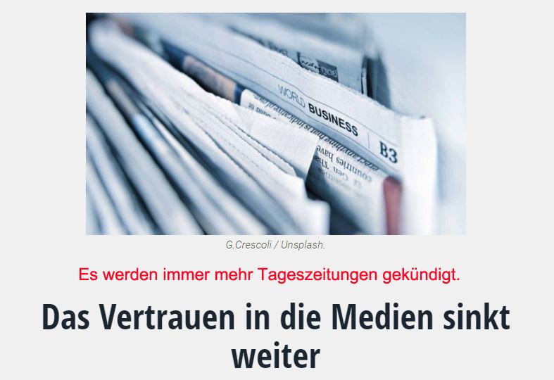 Das Vertrauen in die Medien sinkt weiter