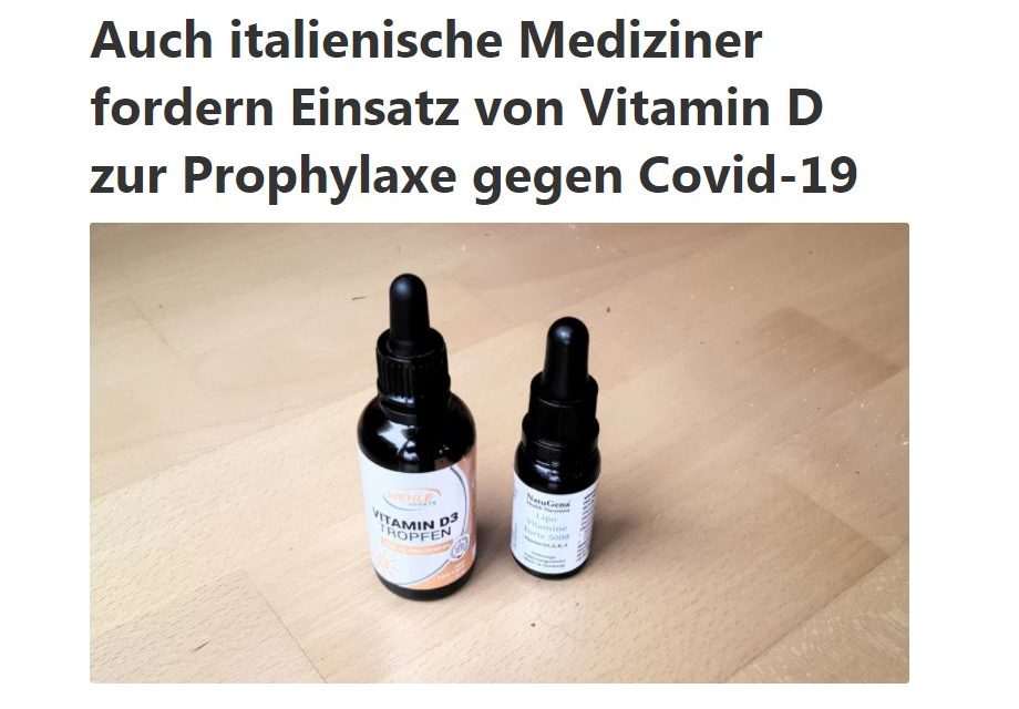 Auch italienische Mediziner fordern Einsatz von Vitamin D zur Prophylaxe gegen Covid-19