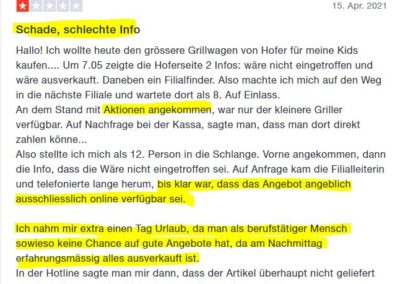 Hofer Artikel vor Öffnung ausverkauft? Beschwerden häufen sich! 30