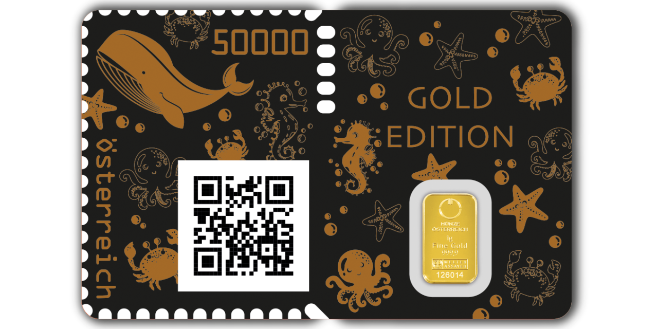 Exklusive Crypto Stamp Gold Edition Wal mit 1g Echtgold!