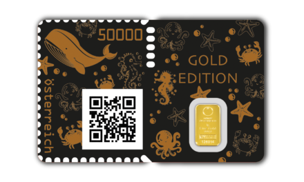 Exclusieve Crypto Stamp Gold Edition walvis met 1g echt goud!
