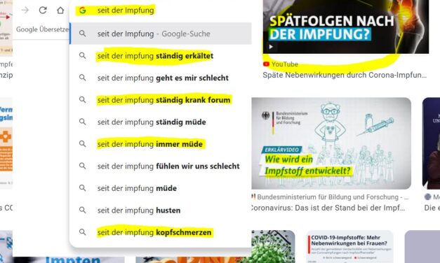 Google Zensur wird nie möglich: Google Suchvorschläge verraten Impfschäden