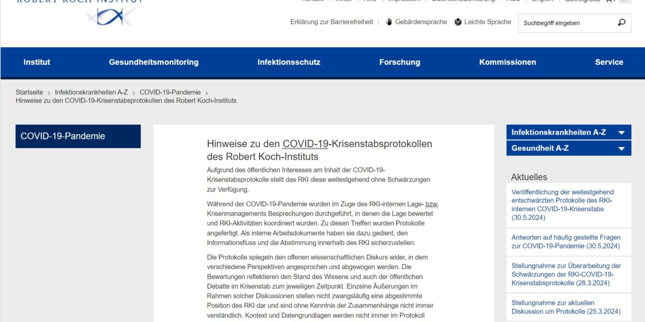 Hinweise zu den COVID-19-Krisenstabsprotokollen des Robert Koch-Instituts